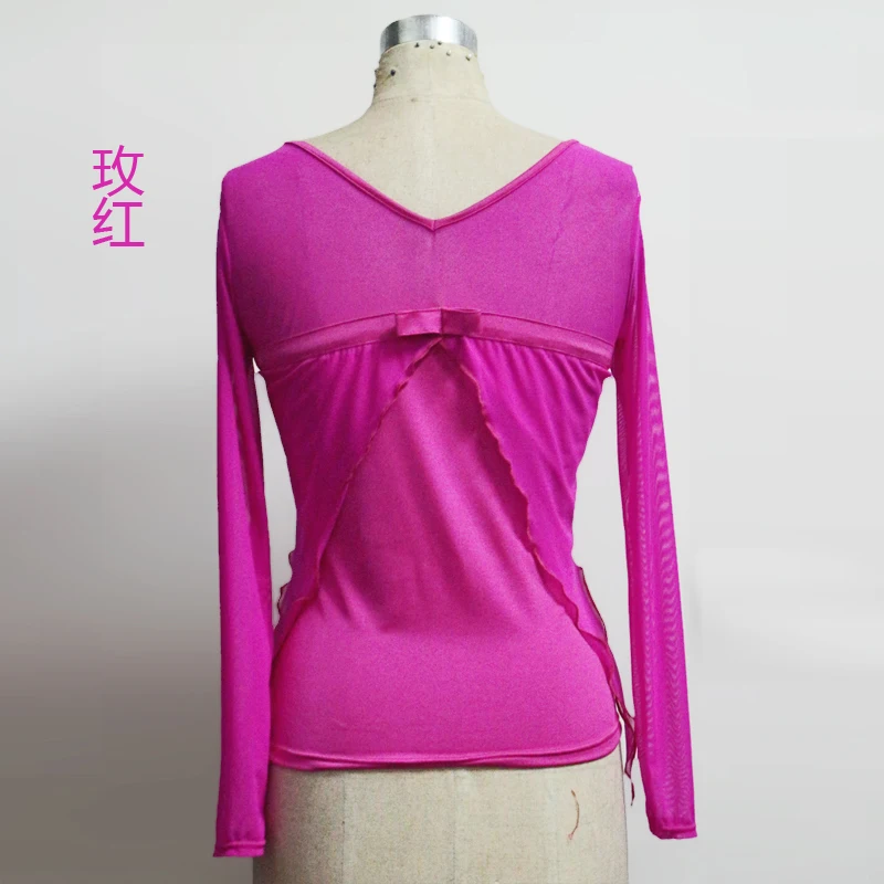 Топы для бальных танцев женщин топы с длинным рукавом соревнований