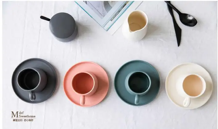 Простая кофейная чашка и блюдце набор Матовая Coffee Cup завтрак молоко чашки