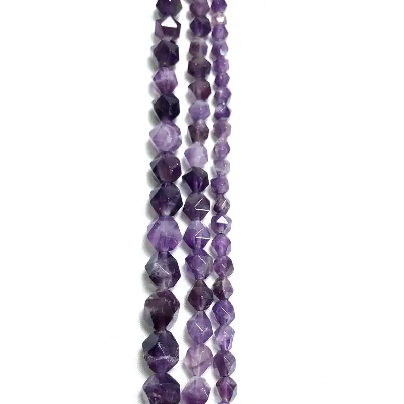 Natural amethyst cut surface semi-finished loose beads for DIY Bracelet necklace This has a size of 6mm | Украшения и аксессуары