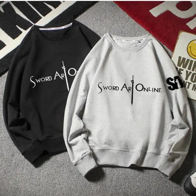 

2018 Autumn Anime Sword art online hoodies men/women Cotton High Quality Hoodies Fashion Casual Round Neck Sweatshirts