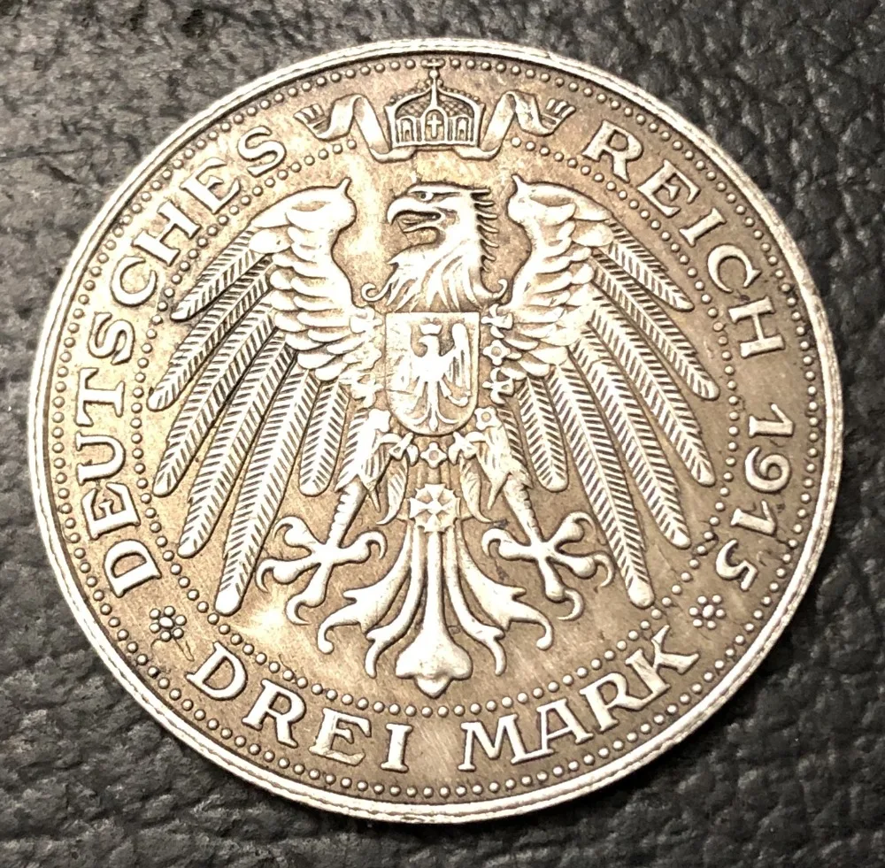1915 Германия великая герцогство Мекленбург Шверин 3 Марка Посеребренная копия