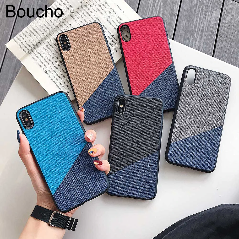 Boucho цветной сшитый тканевый чехол для телефона iphone xs max XR X 7 6 6s plus мягкий 8 Скраб