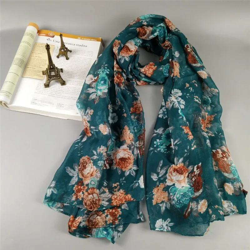 

Pretty Women flower pattern Scarf shawl voile soft essential muslim hijab Shawl print echarpe Fashion scarves flowers blooming