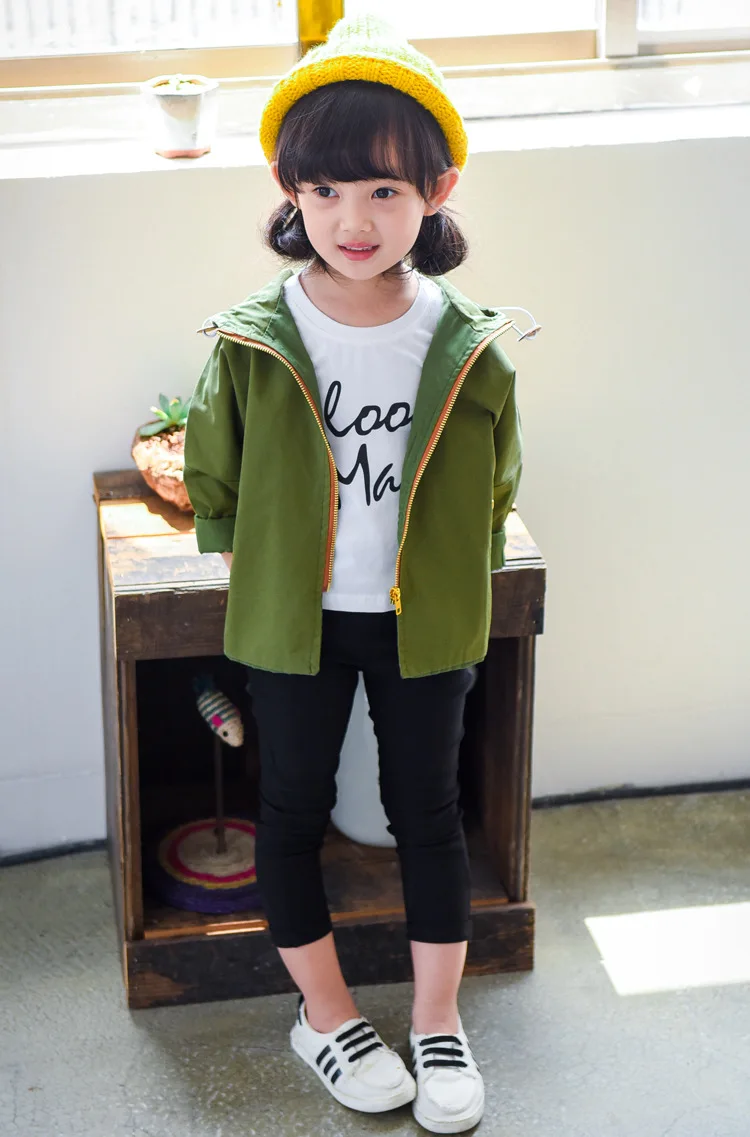 2017 детская весенне осенняя куртка с капюшоном для девочек Милая Повседневная и