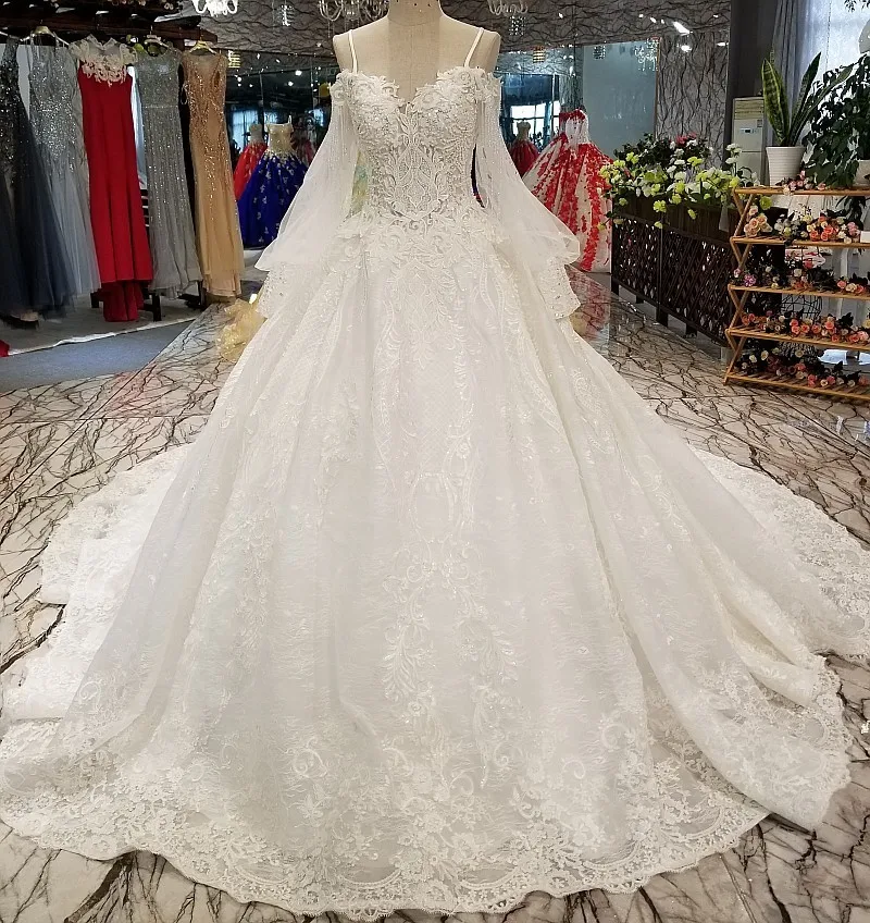 54777 мусульманское пикантное свадебное платье на тонких подтяжках милое Длинное