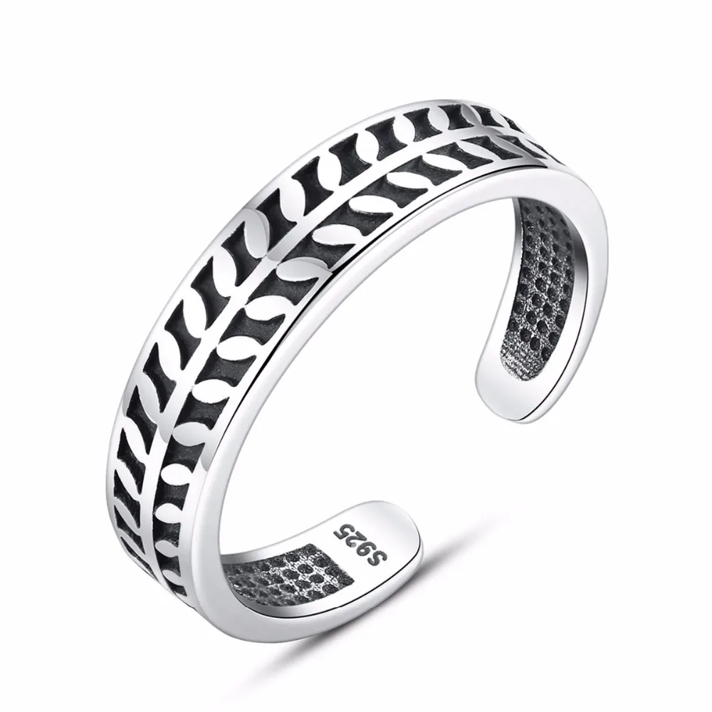 

New Fashion Adjustable 100% 925 Sterling Silver Ring For Women Girl Vintage Simple Leaf Ring Gift Fine Jewels Wholesale