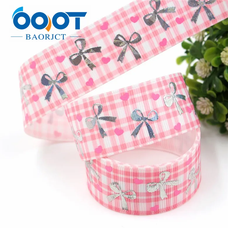 I-19326-778 OOOT BAORJCT I-19326-770, 10 ярдов 25 мм лазерный серебряный милый бант напечатаны корсажная лента DIY ручной работы головные уборы свадебный подарок обёрточная бумага - Цвет: I-19326-778