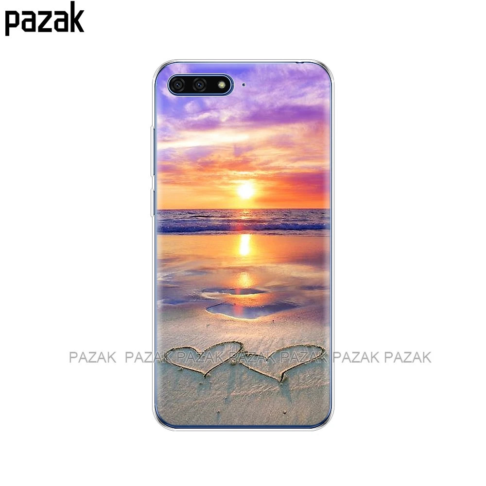 Силиконовый чехол для телефона Huawei Honor 7A PRO 7C Y5 Y6 Y7 Y9 2017 2018 Prime серфинга заката
