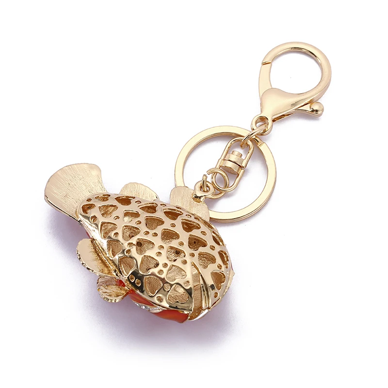 Энди Битти Изысканный Эмаль Кристалл Рыба Брелоки ювелирные держатель Золотая
