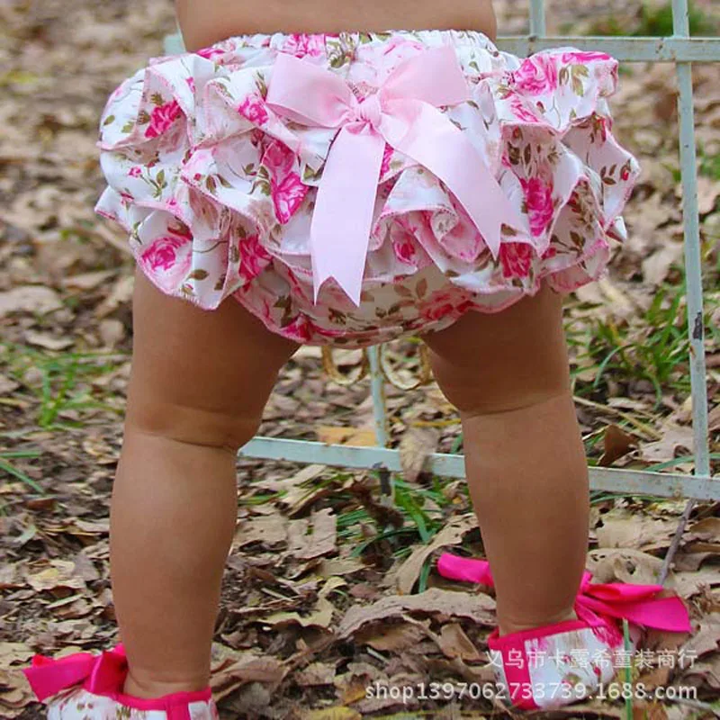 От 0 до 3 лет Сатиновые штаны с оборками для маленьких девочек Детские леопардовые