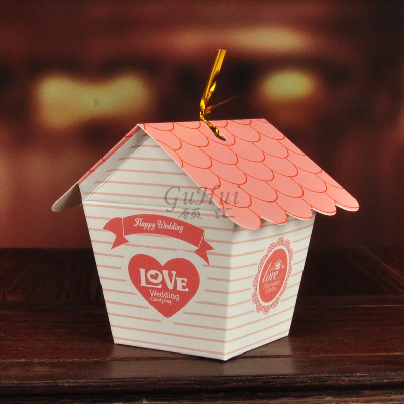 European Creative Wedding Supplies Blue and Red Candy Box House Packaging Gift Chocolates Nest Bird Shower Party | Дом и сад