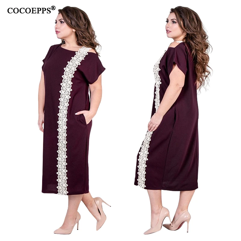 COCOEPPS 5XL 6XL повседневное женское летнее кружевное платье большого размера Pactwork