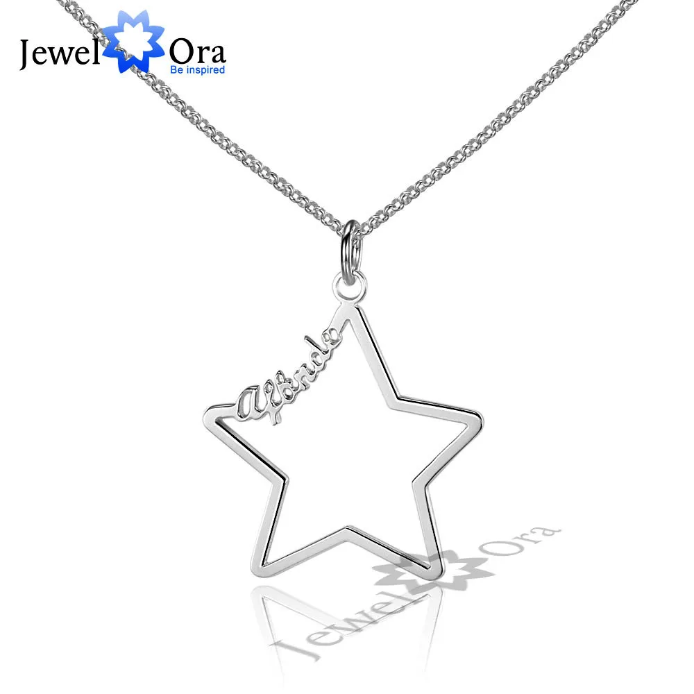 Ожерелье из серебра 925 пробы с полыми звездами 3 цвета|star silver|silver boxgift with box |
