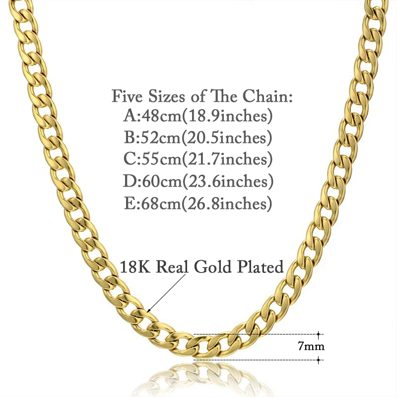 7 мм Снаряженная кубинская цепочка ожерелье золотистого/серебристого цвета
