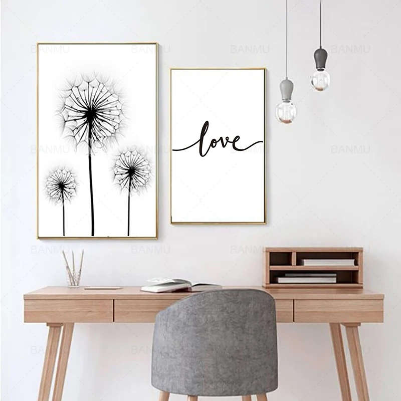 Скандинавский Одуванчик и любовь холст живопись художественный принт плакат