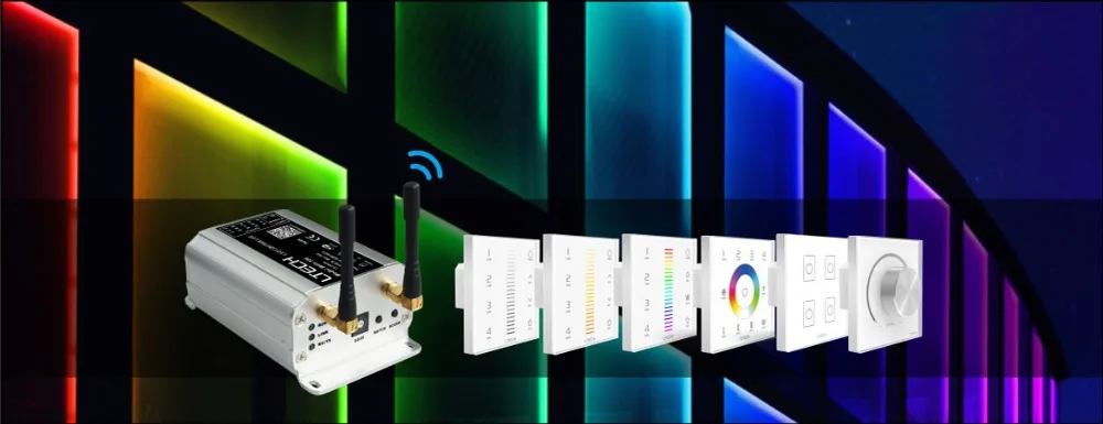 WiFi-106 светодиодный контроллер Wi-Fi с F12 RF пультом дистанционного управления; 2,4 ГГц беспроводной приемник, сенсорная панель светодиодный гибкая светодиодная лента RGB система управления