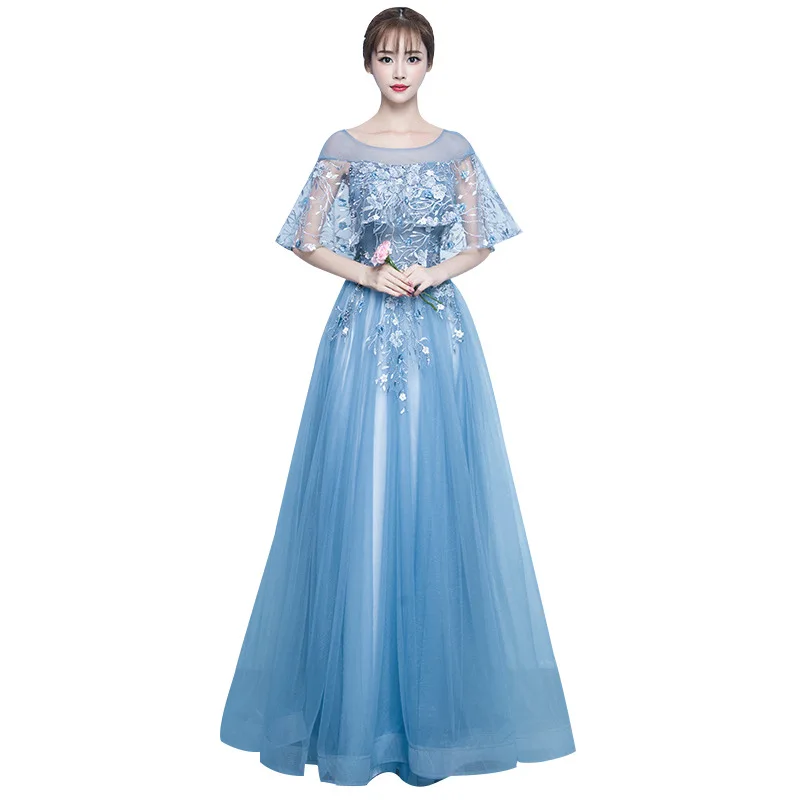 Вечерние платья Новинка 2019 г. Mrs Win The party prom с круглым вырезом и коротким рукавом