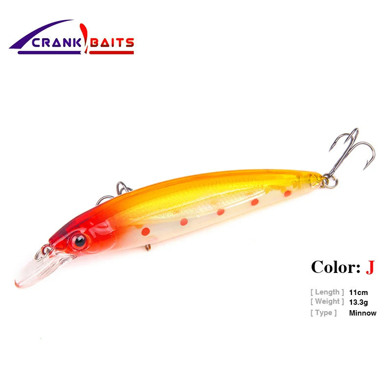 CRANK BAITS Floating Minnow Fishing Lure 110mm 13.3g Laser Artificial Hard Bait Wobblers Crankbaits pesca Tackle YB38 | Спорт и
