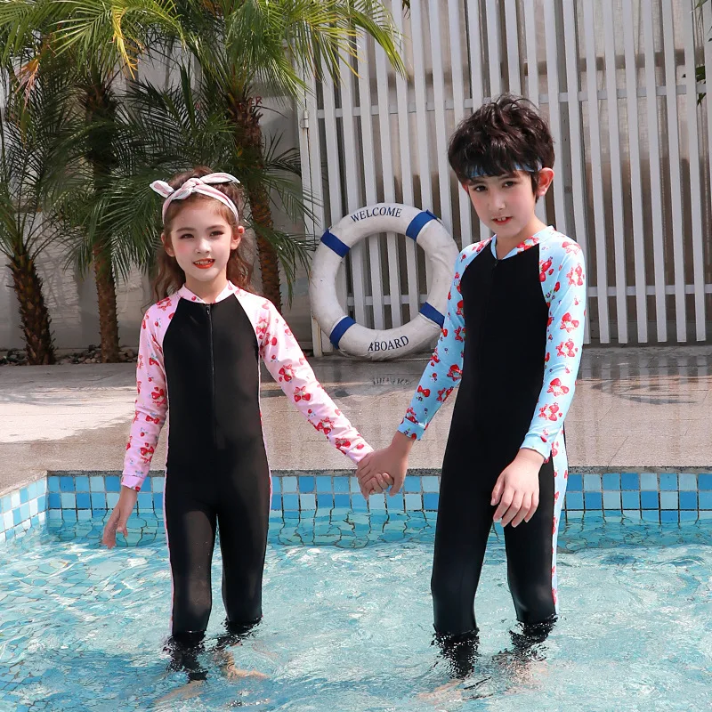 Детский купальник с длинным рукавом для девочек и мальчиков|Комбинезоны| |