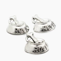 new novelty 12pcslot silver dogs bowl bone alloy dangle charms lobster clasp hanging charm fit bracelet choker neckcace