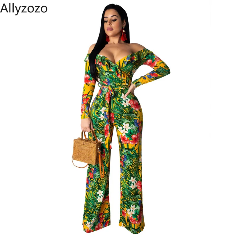 Allyzozo весна-лето без бретелек с открытыми плечами оборками длинным рукавом