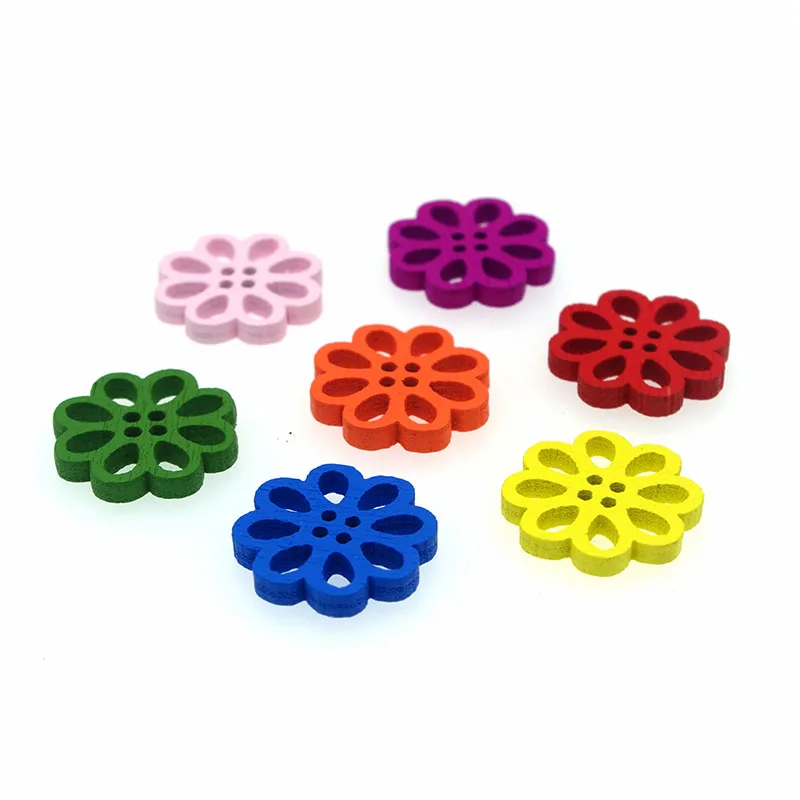 Блестящие деревянные Швейные Кнопки Скрапбукинг цветок Смешанные Четыре