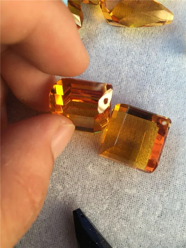 Yellow crystal polygonal pendant DIY jewelry yellow stone | Украшения и аксессуары