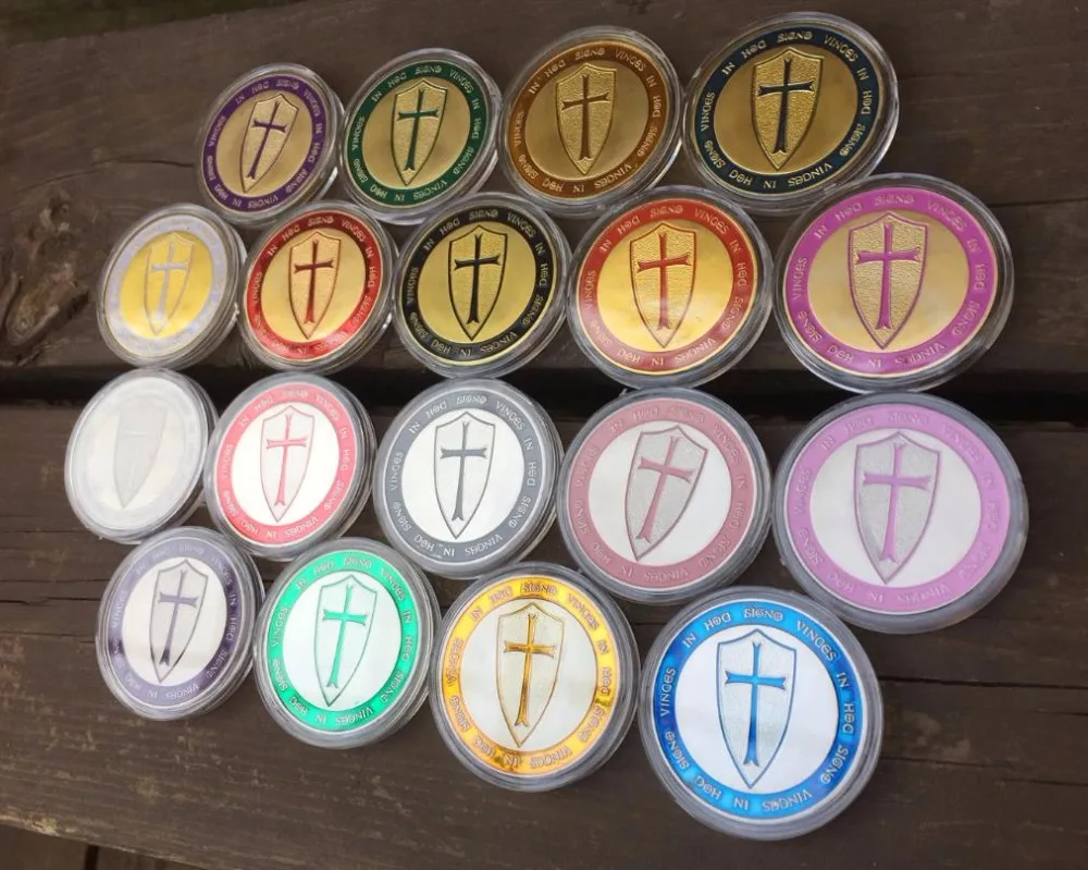 Набор 18 шт. Рыцари Тамплиер меч медаль посеребренные Позолоченные памятные