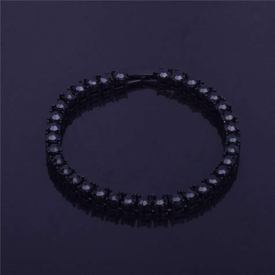 Модный хип-хоп мужской браслет серебро/золото черный Iced Out 1 ряд Стразы Bling цепь теннисный браслет для мужчин ювелирные изделия