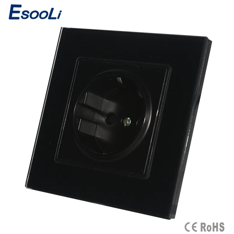 Новое поступление европейская розетка Esooli черная панель из хрустального стекла