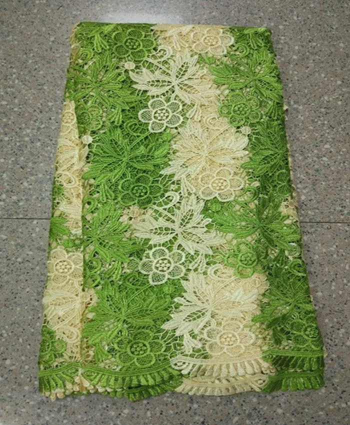 5Yards/pc beautiful green and yellow flower african water soluble lace embroidery french guipure fabric for dress BW61-5 | Дом и сад
