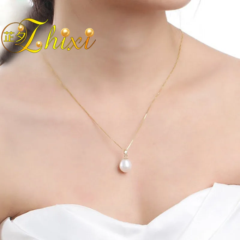 Женская подвеска из натурального жемчуга ZHIXI Классическая Подвеска белого 9-10 мм