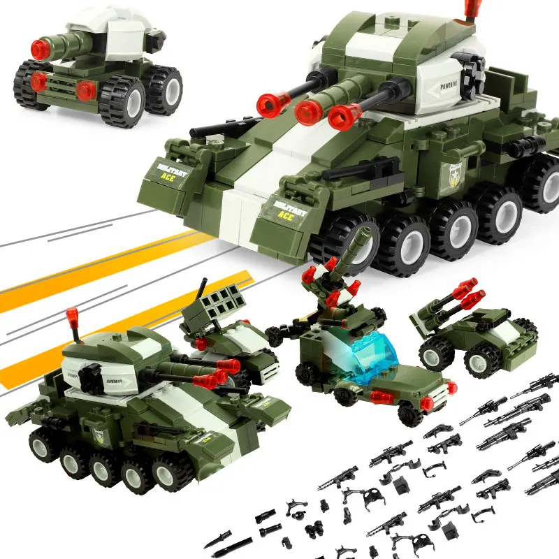 6 в 1 военный Военный танк строительные блоки армейские военные игрушки для детей