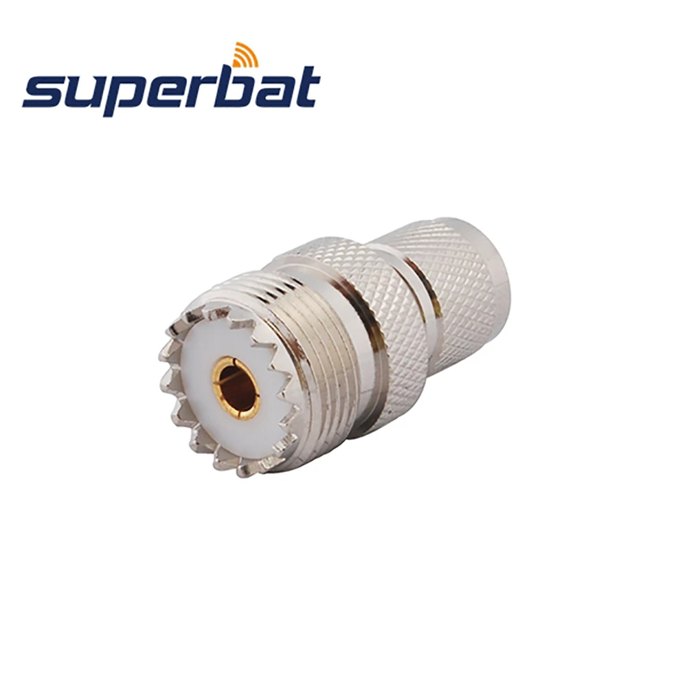 Superbat 5pcs Mini-UHF to UHF Adapter Mini-UHF Male to UHF Female Straight RF Coaxial Connector