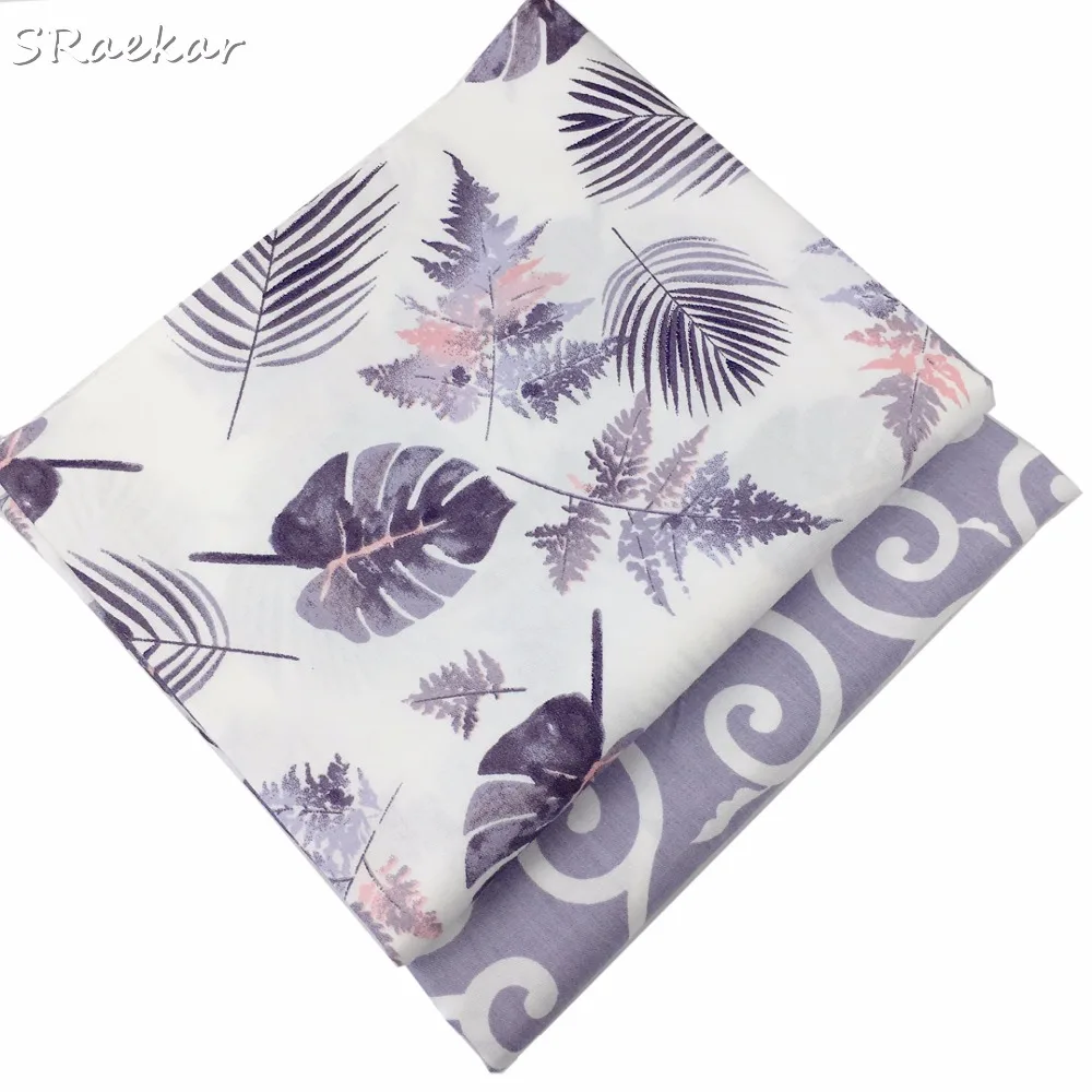 Sraekar 100% хлопок twill Ткань фиолетовый elagant большие листья ткань для DIY Детская одежда