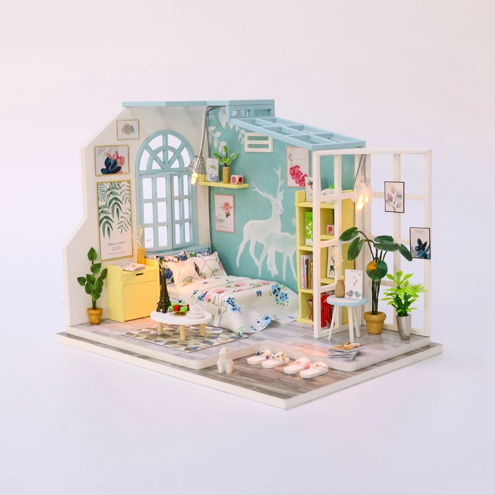 Детские игрушки Diy кукольный домик собирать деревянные Miniaturas кукольный дом мебель миниатюрный кукольный домик Головоломка Развивающие игрушки для детей