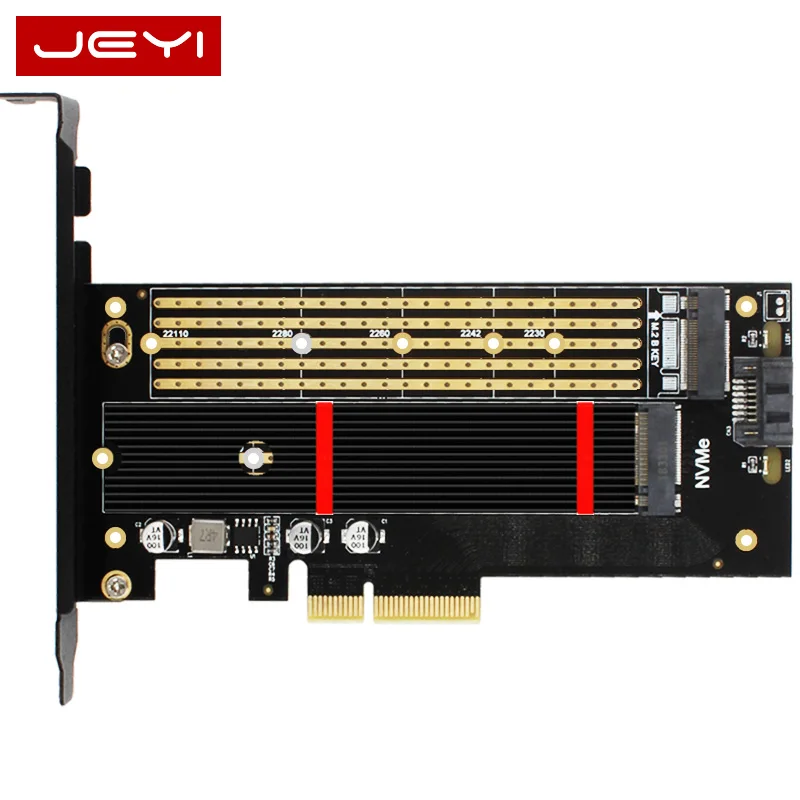 Белый JEYI SK7 M.2 NVMe SSD NGFF для PCI-E X4 адаптер M ключ B ключ двойной интерфейс карты Suppor PCI Express3.0 двойное напряжение 12v+ 3,3 v SATA3 - Цвет: Белый