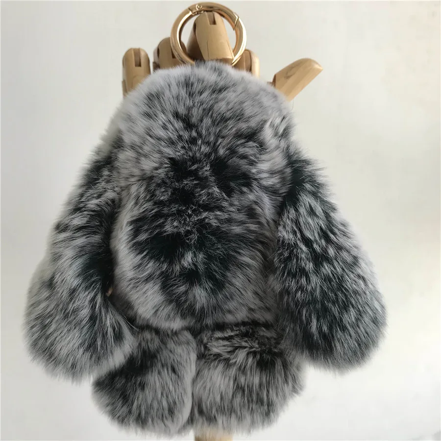 Magicfur-настоящий мех кролика милый Игрушечный Кролик брелок черный Мороз кукла Pom