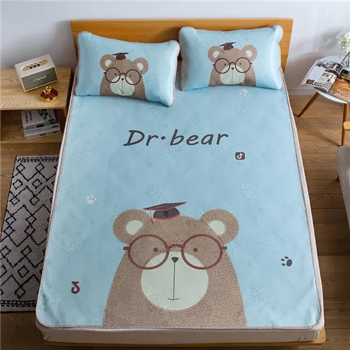 docor bear Летние охлаждающий коврик комплект Британский простыней набор с эластичной зеленый лист простыня по размеру матраса Обложка 180*200 см Покрывало 3 шт./компл - Цвет: docor bear