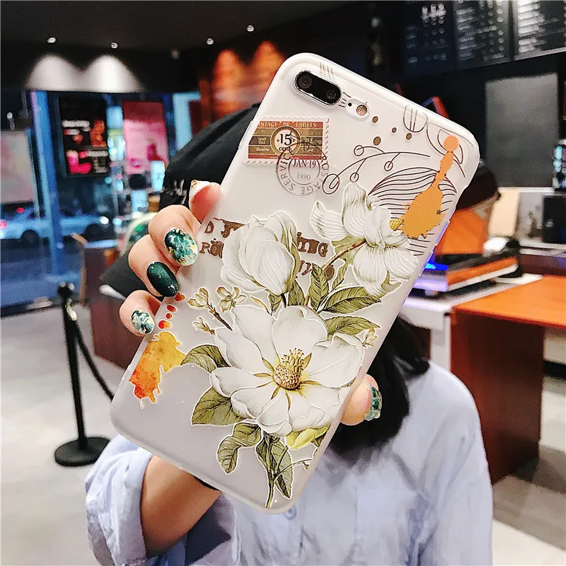 Цветок кремния мягкий чехол для iphone 6 6s 7 8 плюс 3D рельеф Пион цветочный Чехлы X XS MAX