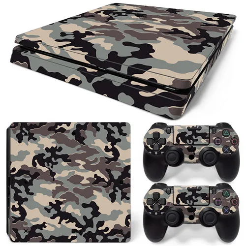 Золотой Новая игровая станция 4 тонкие игры хост скины военный Камуфляжный контроллер наклейки с крышкой для Playstation 4 тонкий игровой PSL-089 - Цвет: Золотой