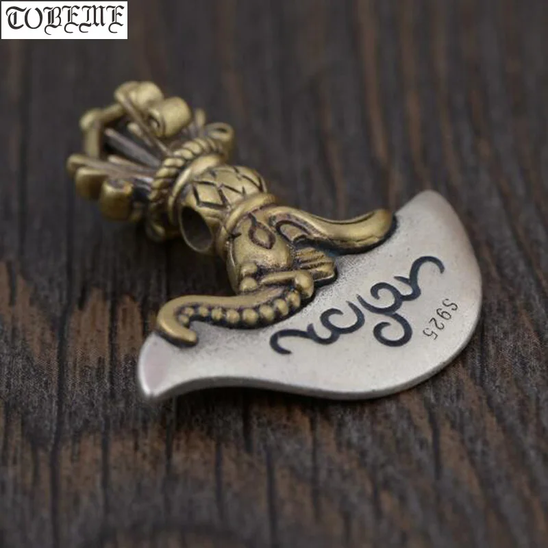 

Handmade 925 Silver Tibetan Dorje Knife Amulet Buddhist Vajra Knife Charm Sterling Tibetan Mala's Dorje Amulet