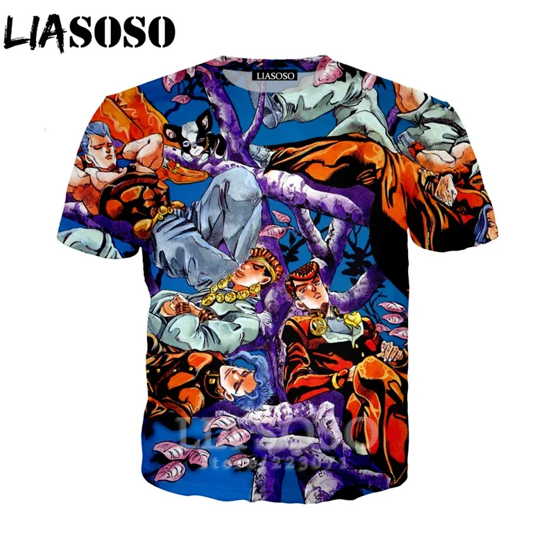10 LIASOSO лето для мужчин женщин Kujo Jotaro Толстовка 3D принт аниме JoJo Необычные Приключения Футболка короткий рукав Топ пуловер B051-01 - Цвет: 10