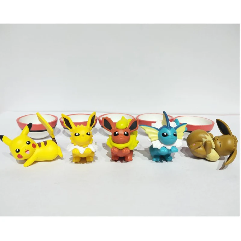 5 шт./компл. Takara Tomy Pokemon аниме Pikachu Eevee Jolteon vaporion Flareon мини ПВХ фигурки подарки для