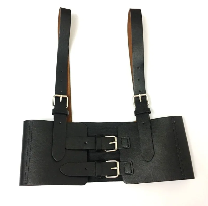

GETSRING Women Cummerbunds PU Belt Corsets Vest Adjustable Vintage Waist Belt Corset All Match Dress Decoration Black Wide Belts