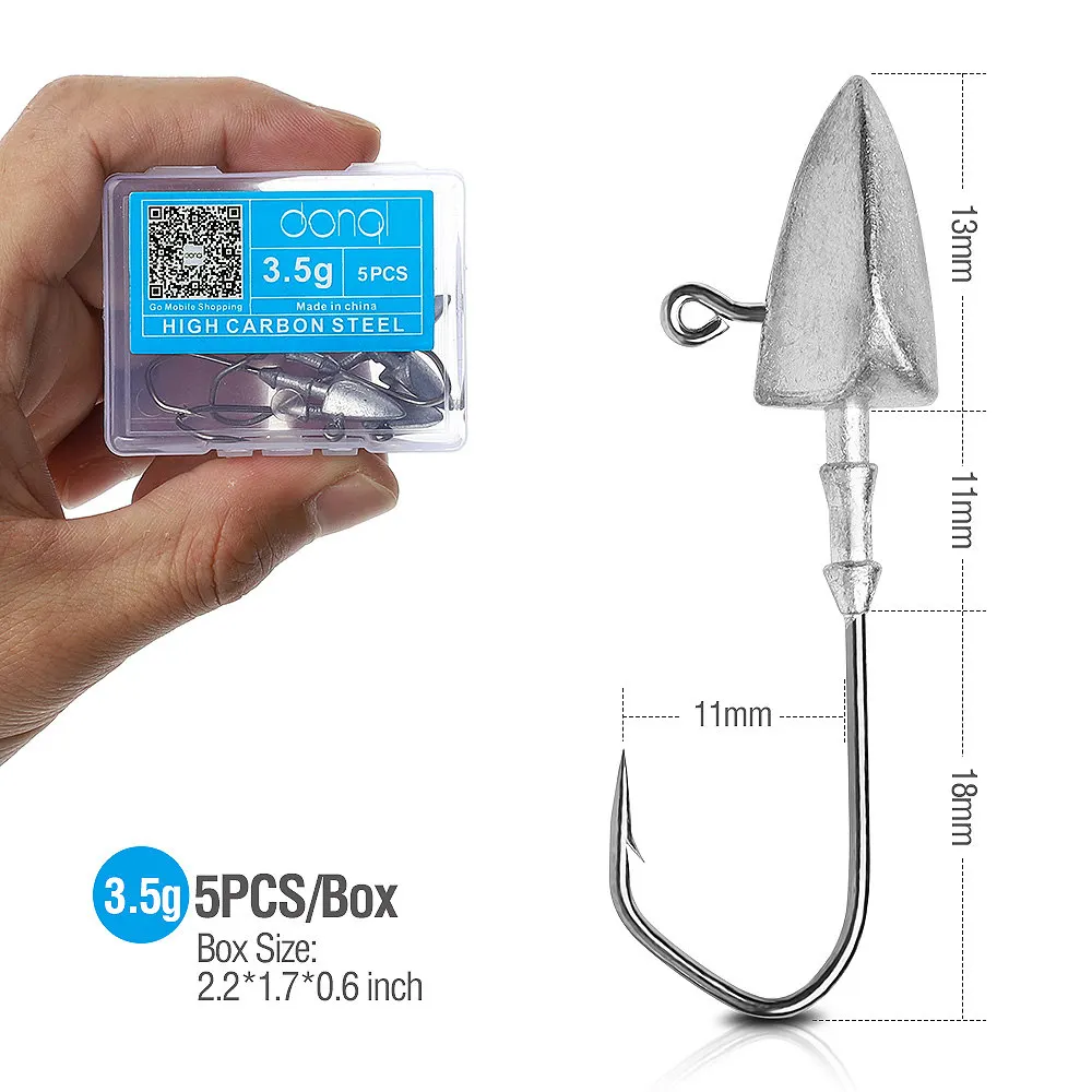 3.5g DONQL 5 шт./кор. Lead Jig Head с зазубринами Треугольники джиг крючок для рыбалки на карпа мягкие приманки рыболовные снасти аксессуары - Цвет: 3.5g