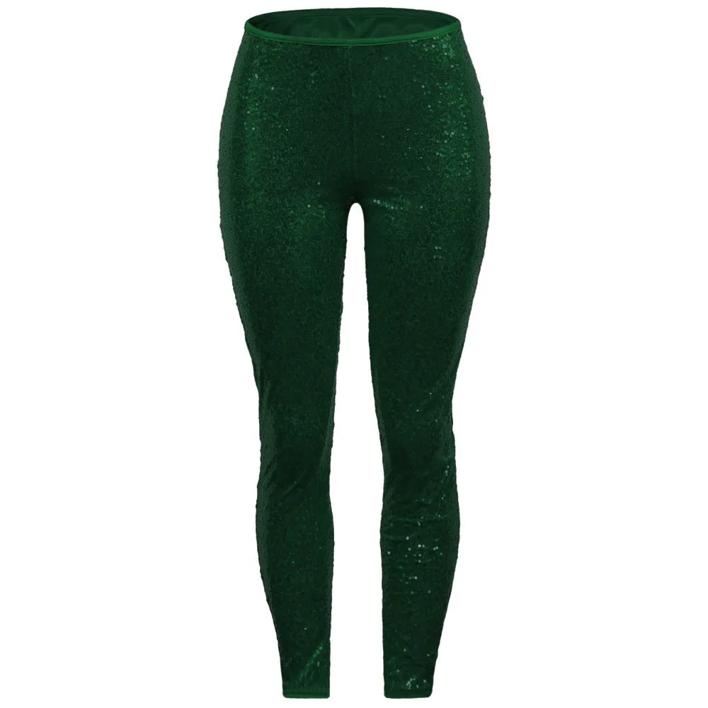 FREE OSTRICH Women Plus Size Shiny Sequin Slim Leggings Pants Ladies Sexy Clubwear Trousers pantalones mujer cintura alta