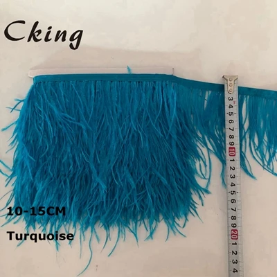 turquoise 10 метров темно-зеленое перо отделка 10-15 см ширина страуса перо платье с бахромой швейный Материал карнавал рождественские украшения Ремесло - Цвет: turquoise