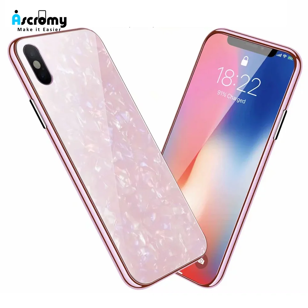 Ascromy чехол для iPhone 7 из закаленного мраморного стекла с блестками на заднюю панель