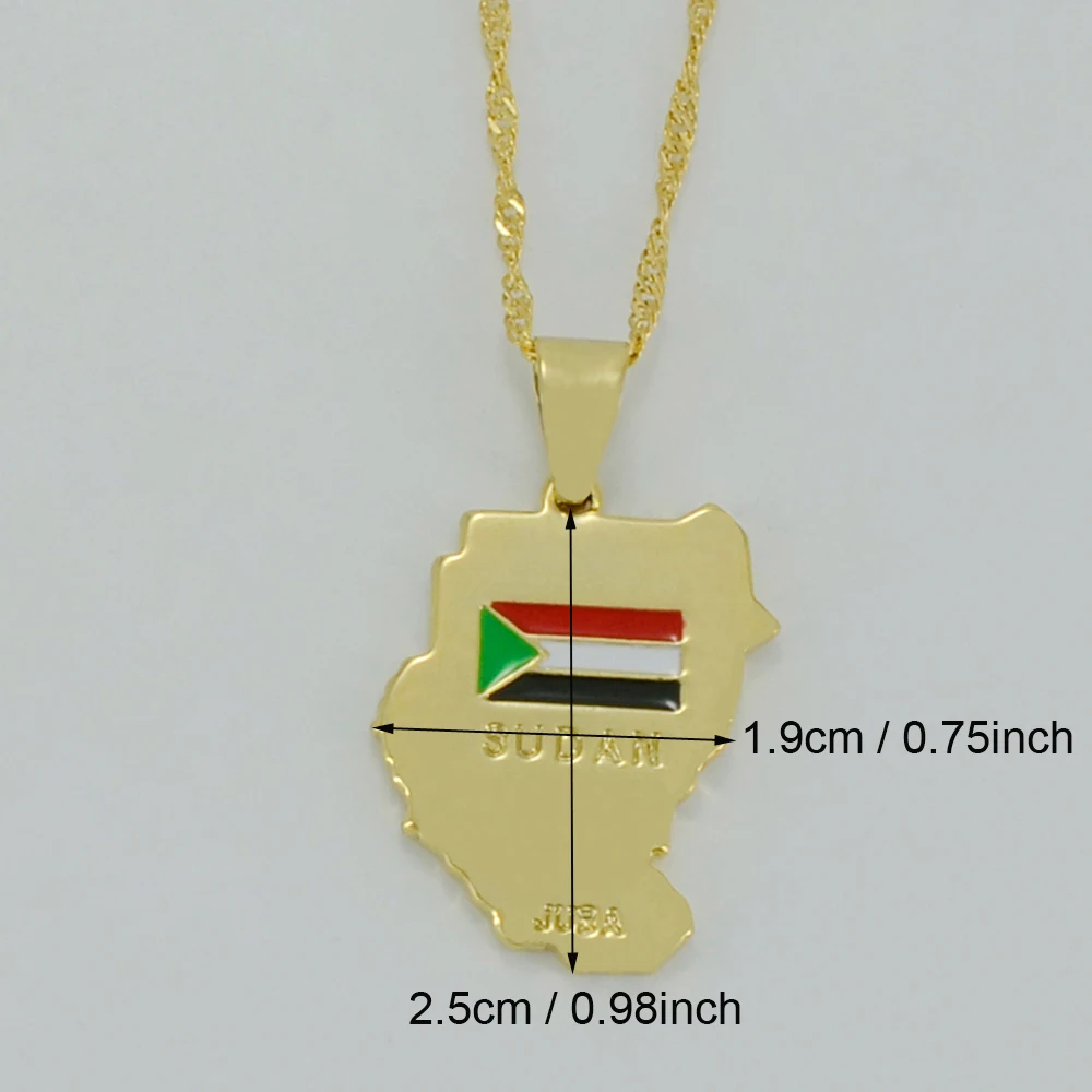 Ожерелье с подвеской в виде карты Судана золотого цвета для женщин оригинальная